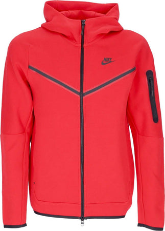 Nike-Felpa-Leggera-Cappuccio-Zip-Uomo-Sportswear-Tech-Fleece-Hoodie-University-Red/black-da-uomo