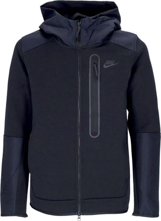 Nike-Felpa-Leggera-Cappuccio-Zip-Uomo-Tech-Fleece-Overlay-Full-Zip-Black/black/black-da-uomo