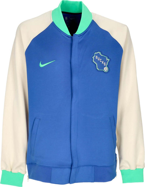 NIKE-NBA-Felpa-Leggera-College-Uomo-Nba-City-Edition-Dri-fit-Showtime-L/s-Full-zip-Jacket-Milbuc-Game-Royal/flat-Opal/green-Shock-da-uomo