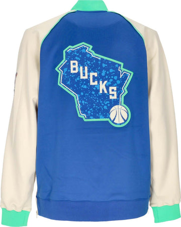 NIKE-NBA-Felpa-Leggera-College-Uomo-Nba-City-Edition-Dri-fit-Showtime-L/s-Full-zip-Jacket-Milbuc-Game-Royal/flat-Opal/green-Shock-da-uomo