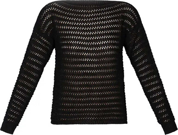 No-Nà Maglia Donna Traforata Semi Trasparente Girocollo Maniche Lunghe Top Tinta Unita Scollo Profondo Fit Morbido Moda/Donna/Abbigliamento/T-shirt top e bluse/Maglie a manica lunga You Store - Messina, Commerciovirtuoso.it