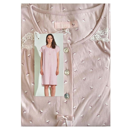 Noi di Notte Camicia da Notte Aperta Avanti Maniche Corte Cotone Jersey Leggero LA2131 S22 - Passarelli Biancheria