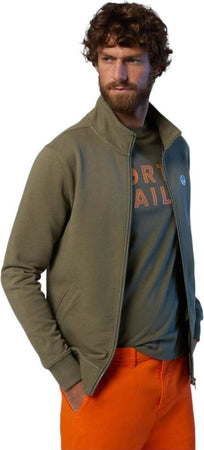 North-Sails-felpa-con-zip-verde-oliva-Basic-691221