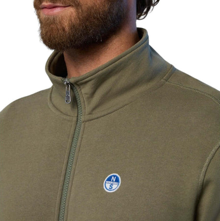 North-Sails-felpa-con-zip-verde-oliva-Basic-691221