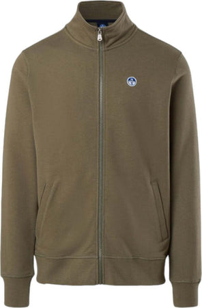 North-Sails-felpa-con-zip-verde-oliva-Basic-691221