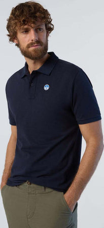 North-Sails-Polo-Uomo-Piquet-di-Cotone-Mezze-Maniche-Logo-Ricamato-Blu