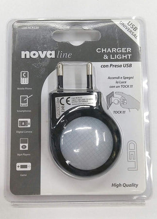Nova-Line-NCR220-Punto-Luce-Notturno-a-LED-con-Presa-USB-E14,-6-W,-Multicolore