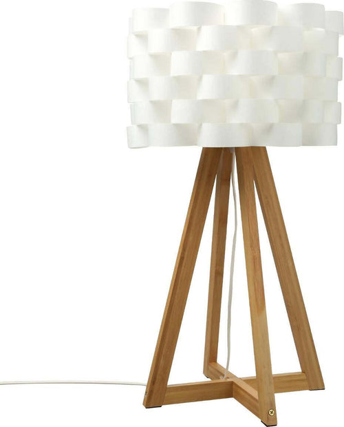 Novecento Lampada Da Tavolo Moki Bianca e Legno Design Moderno Stile Scandinavo Natalie 271 Lampada in Bamboo E Carta Porta Lampada E14 11w Max Illuminazione/Illuminazione per esterni/Lampade da tavolo Ideart - Valdilana, Commerciovirtuoso.it