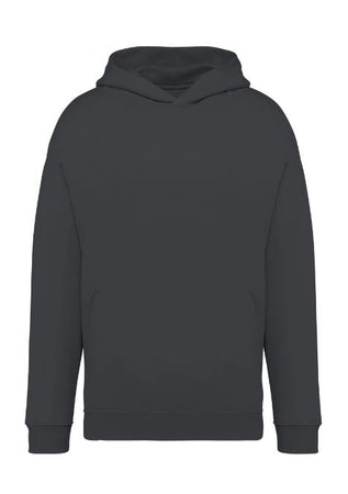 Felpa Oversize Iron Grey Grigio Felpa Unisex con Cappuccio Tascone Marsupio Vestibilità Ampia