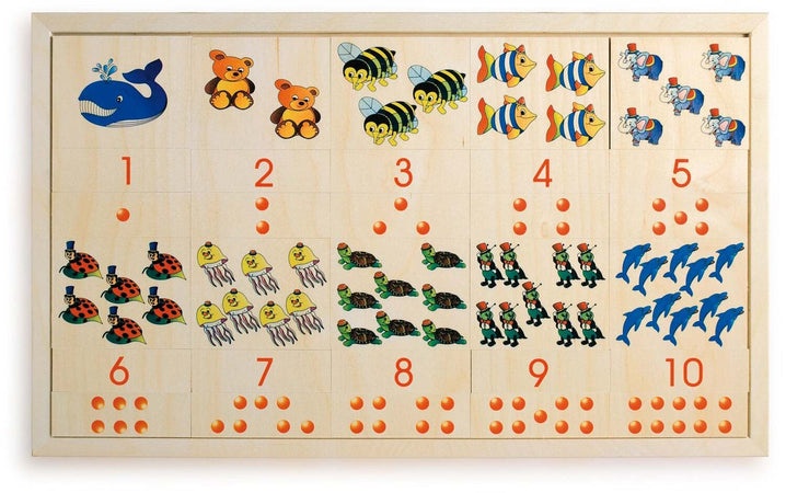 Numeri Disegni E Quantità - Gioco Da Tavolo in Legno per Bambini Dida