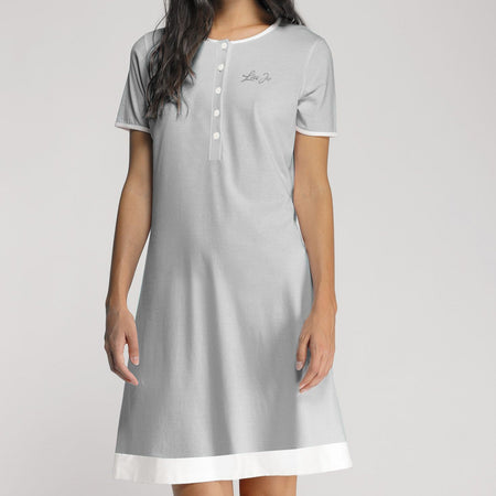Camicia da notte donna Liu Jo DL0170 50, manica corta, apertura frontale, cotone e modal, Made in Italy