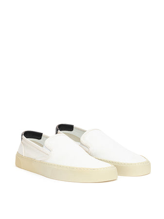 Saint Laurent Slip on in Canvas Bianco da donna
