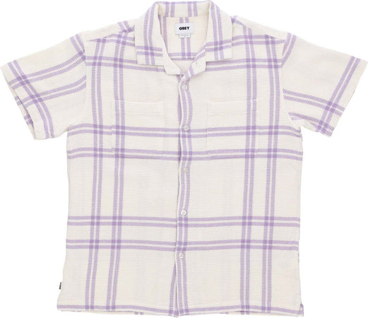 OBEY-Camicia-Manica-Corta-Uomo-Bennie-Woven-Unbleached-Multi-da-uomo