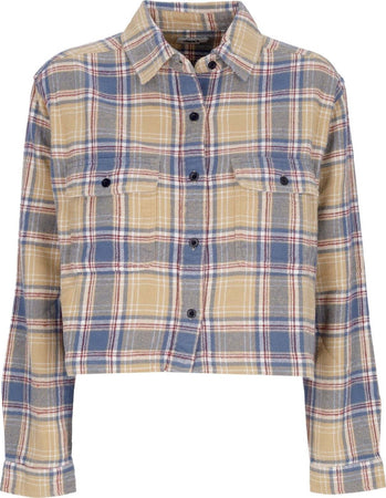 OBEY-Camicia-Manica-Lunga-Donna-Pia-Flannel-Shirt-L/s-Vintage-Blue-Multi-da-donna