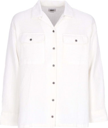OBEY-Camicia-Manica-Lunga-Donna-W-Camille-Waffle-L/s-Shirt-Muted-White-da-donna