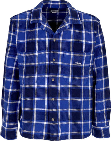 OBEY-Camicia-Manica-Lunga-Uomo-Bigwig-Plaid-Woven-L/s-Surf-Blue-Multi-da-uomo
