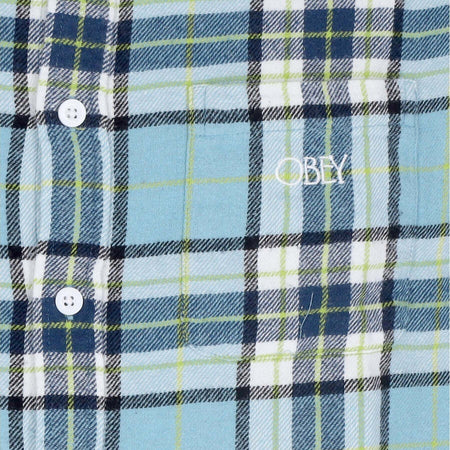 OBEY-Camicia-Manica-Lunga-Uomo-Vince-Woven-L/s-Artic-Blue-Multi-da-uomo