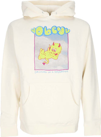 OBEY-Felpa-Cappuccio-Donna-Drifting-On-a-Daydream-Basic-Hooded-Fleece-Bone-da-donna