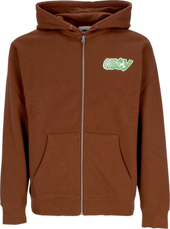 OBEY-Felpa-Cappuccio-Zip-Uomo-City-Watch-Dog-Premium-Zip-Hooded-Fleece-Sepia-da-uomo
