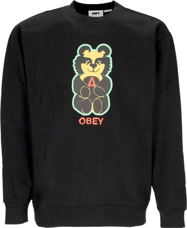 OBEY-Felpa-Girocollo-Uomo-Bear-Icon-Premium-Crew-Fleece-Black-da-uomo