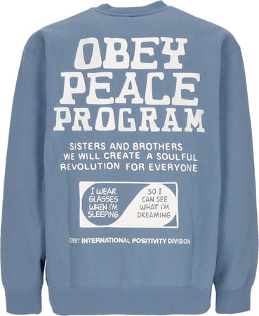 OBEY-Felpa-Girocollo-Uomo-Peace-Program-Crew-Fleece-Coronet-Blue-da-uomo