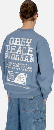 OBEY-Felpa-Girocollo-Uomo-Peace-Program-Crew-Fleece-Coronet-Blue-da-uomo