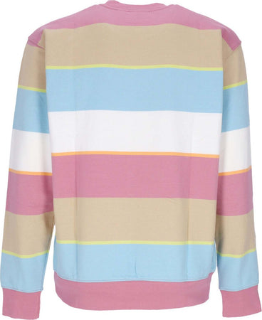 OBEY-Felpa-Girocollo-Uomo-Resol-Stripe-Crew-Fleece-Vintage-Pink-Multi-da-uomo