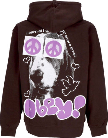 OBEY-Felpa-Leggera-Cappuccio-Uomo-Peace-Eyes-Box-Fit-Premium-Hoodie-Java-Brown-da-uomo