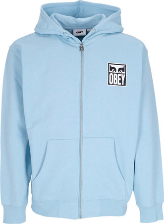 OBEY-Felpa-Leggera-Cappuccio-Zip-Uomo-Eyes-Icon-2-Zip-Hood-Premium-French-Terry-Sky-Blue-da-uomo