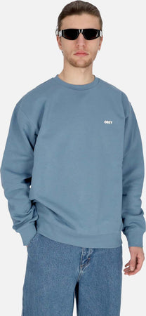 OBEY-Felpa-Leggera-Girocollo-Uomo-Bold-Box-Fit-Premium-Crew-Fleece-Coronet-Blue-da-uomo