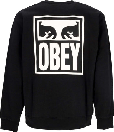 OBEY-Felpa-Leggera-Girocollo-Uomo-Eyes-Icon-2-Crew-Premium-French-Terry-Black-da-uomo