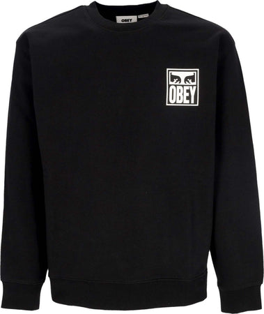 OBEY-Felpa-Leggera-Girocollo-Uomo-Eyes-Icon-2-Crew-Premium-French-Terry-Black-da-uomo