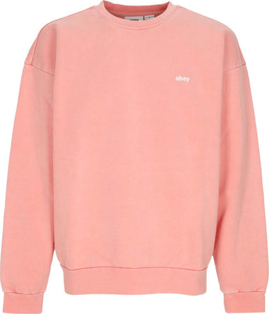 OBEY-Felpa-Leggera-Girocollo-Uomo-Lowercase-Pigment-Crew-Fleece-Pigment-Shell-Pink-da-uomo