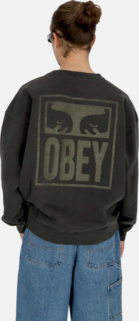 OBEY-Felpa-Leggera-Girocollo-Uomo-Pigment-Eyes-Icon-Extra-Heavy-Crew-Pigment-Pirate-Black-da-uomo