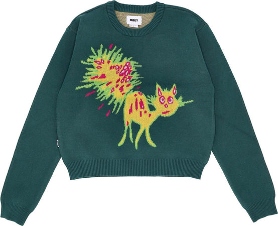 OBEY-Maglione-Leggero-Donna-Gato-Sweater-Dark-Cedar-da-donna