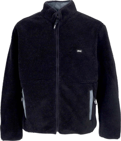 OBEY-Orsetto-Uomo-Trophy-Sherpa-Jacket-Reversible-Black-da-uomo