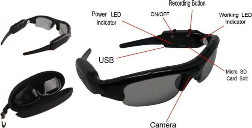 Occhiali-Da-Sole-Video-Audio-Dvr-Spia-Spay-Videocamera-Microcamera-Hd-Micro-Sd