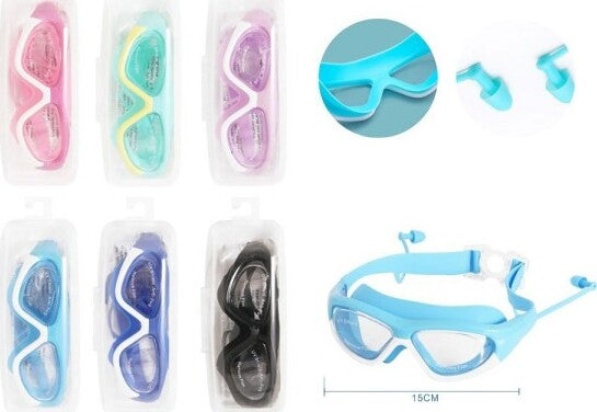 Occhialini-Da-Nuoto-Piscina-Mare-Immersione-Con-Tappi-15-Cm-Vari-Colori-605425
