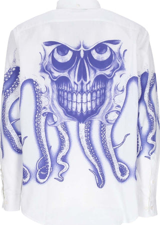 OCTOPUS-Camicia-Manica-Lunga-Uomo-Skull-L/s-Shirt-White-da-uomo