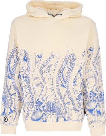 OCTOPUS-Felpa-Cappuccio-Uomo-Botanic-Hoodie-Cream-da-uomo