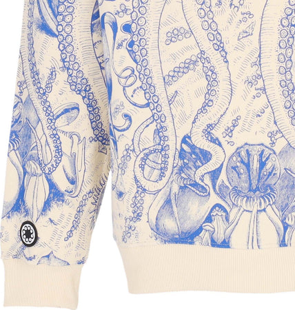 OCTOPUS-Felpa-Cappuccio-Uomo-Botanic-Hoodie-Cream-da-uomo