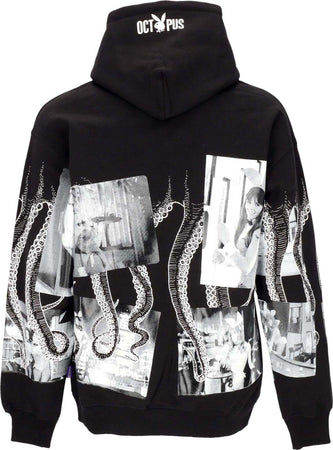 OCTOPUS-Felpa-Cappuccio-Uomo-Bunnies-Nights-Hoodie-X-Playboy-Black-da-uomo