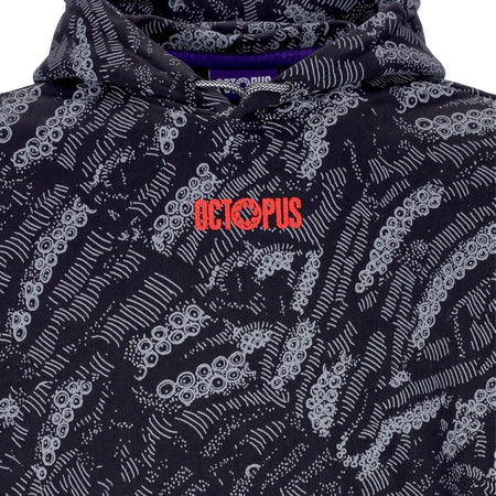 OCTOPUS-Felpa-Cappuccio-Uomo-Deco-Hoodie-Black-da-uomo