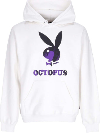 OCTOPUS-Felpa-Cappuccio-Uomo-Logo-Hoodie-X-Playboy-White-da-uomo