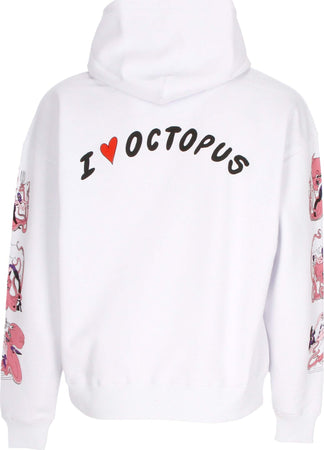 OCTOPUS-Felpa-Cappuccio-Uomo-Love-Hoodie-White-da-uomo