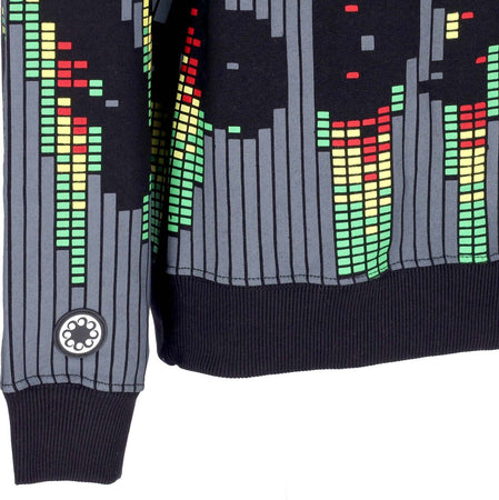 OCTOPUS-Felpa-Cappuccio-Uomo-Sound-Wave-Hoodie-Black-da-uomo