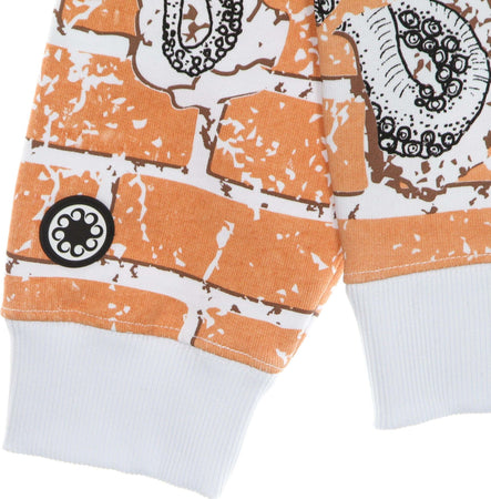 OCTOPUS-Felpa-Leggera-Cappuccio-Uomo-Bricks-Hoodie-White-da-uomo