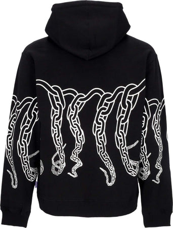 OCTOPUS-Felpa-Leggera-Cappuccio-Uomo-Chain-Hoodie-Black-da-uomo