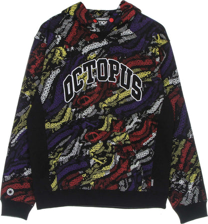 OCTOPUS-Felpa-Leggera-Cappuccio-Uomo-Deco-Hoodie-Black-da-uomo