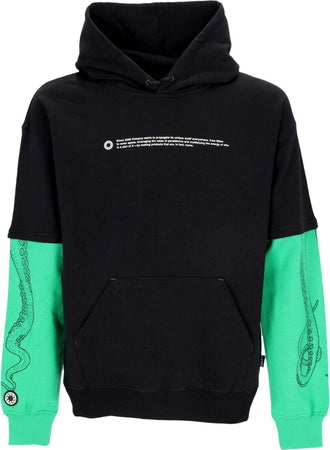 OCTOPUS-Felpa-Leggera-Cappuccio-Uomo-Logo-Overhoodie-Hoodie-Green/black-da-uomo